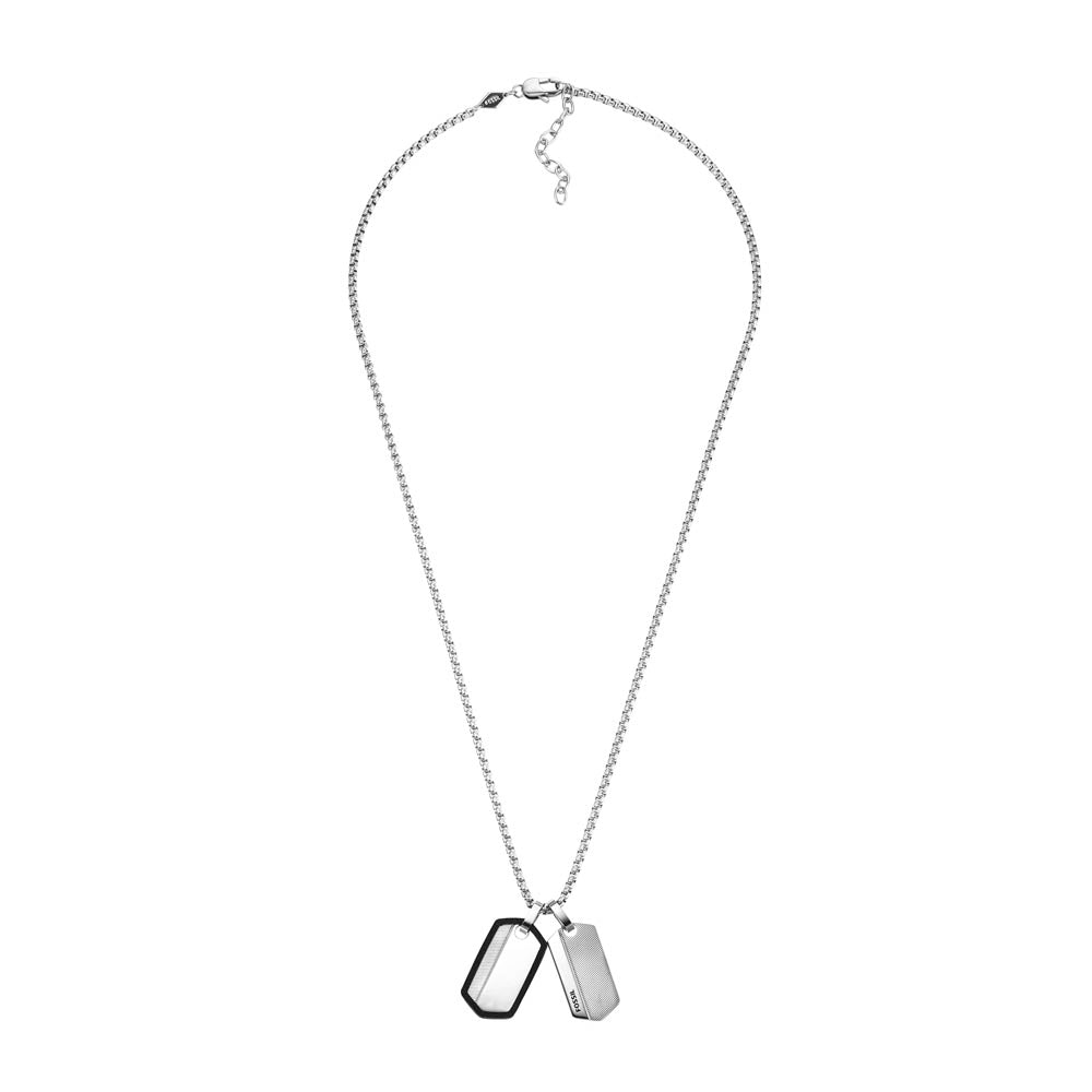Fossil Harlow Stainless Steel Dog Tag Pendant with Stylish Chain
