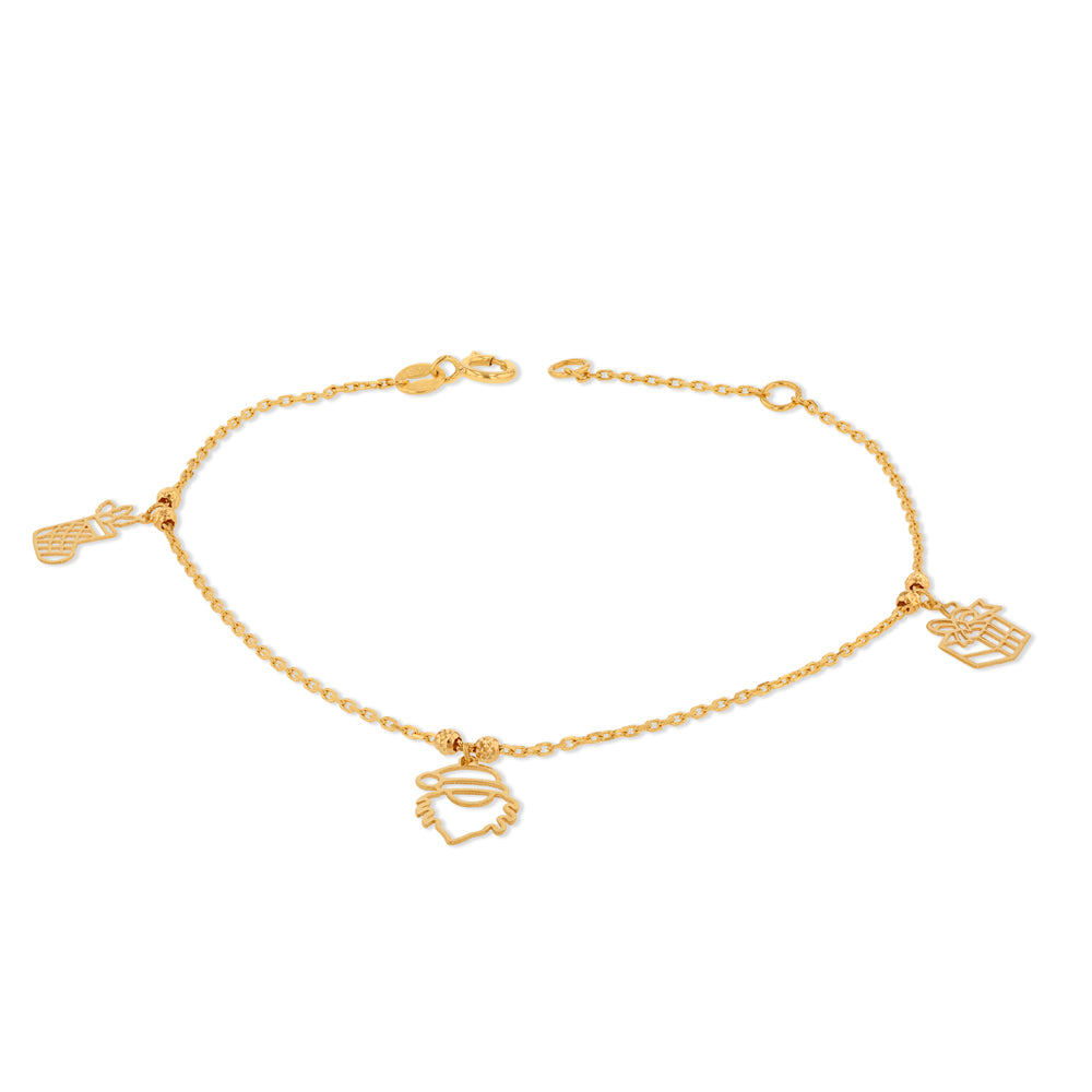 Stunning 9ct Yellow Gold Bracelet with Three Festive Christmas Charms