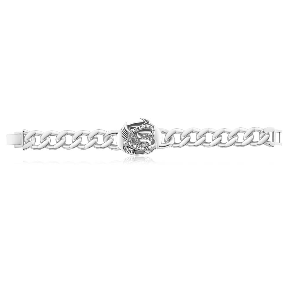 21cm Forte High - Quality Stainless Steel 'Live To Ride' Bracelet