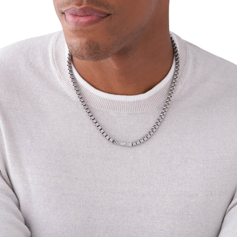 Emporio Armani Fashionable Stainless Steel Identity Chain for Trendy Accessories