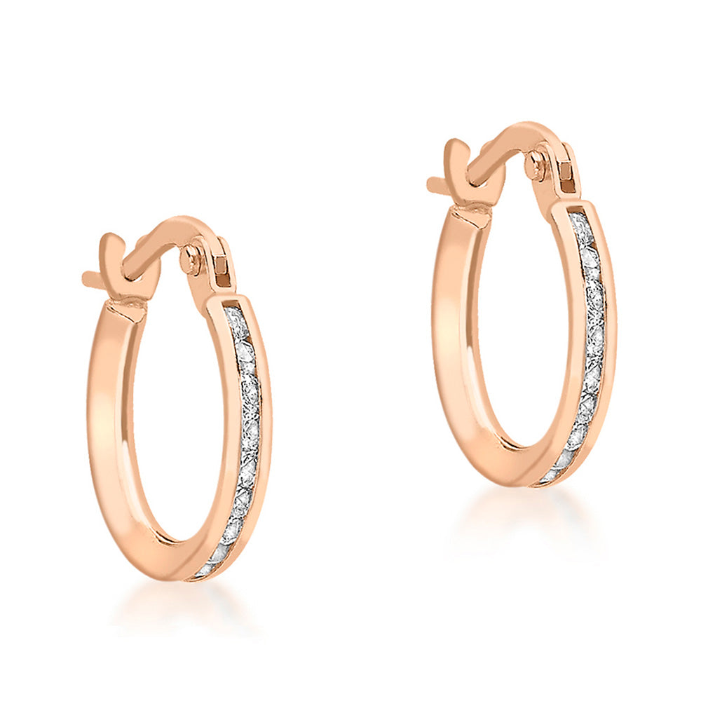 20mm 9ct Rose Gold Zirconia Shimmering Hoop Earrings for All Occasions