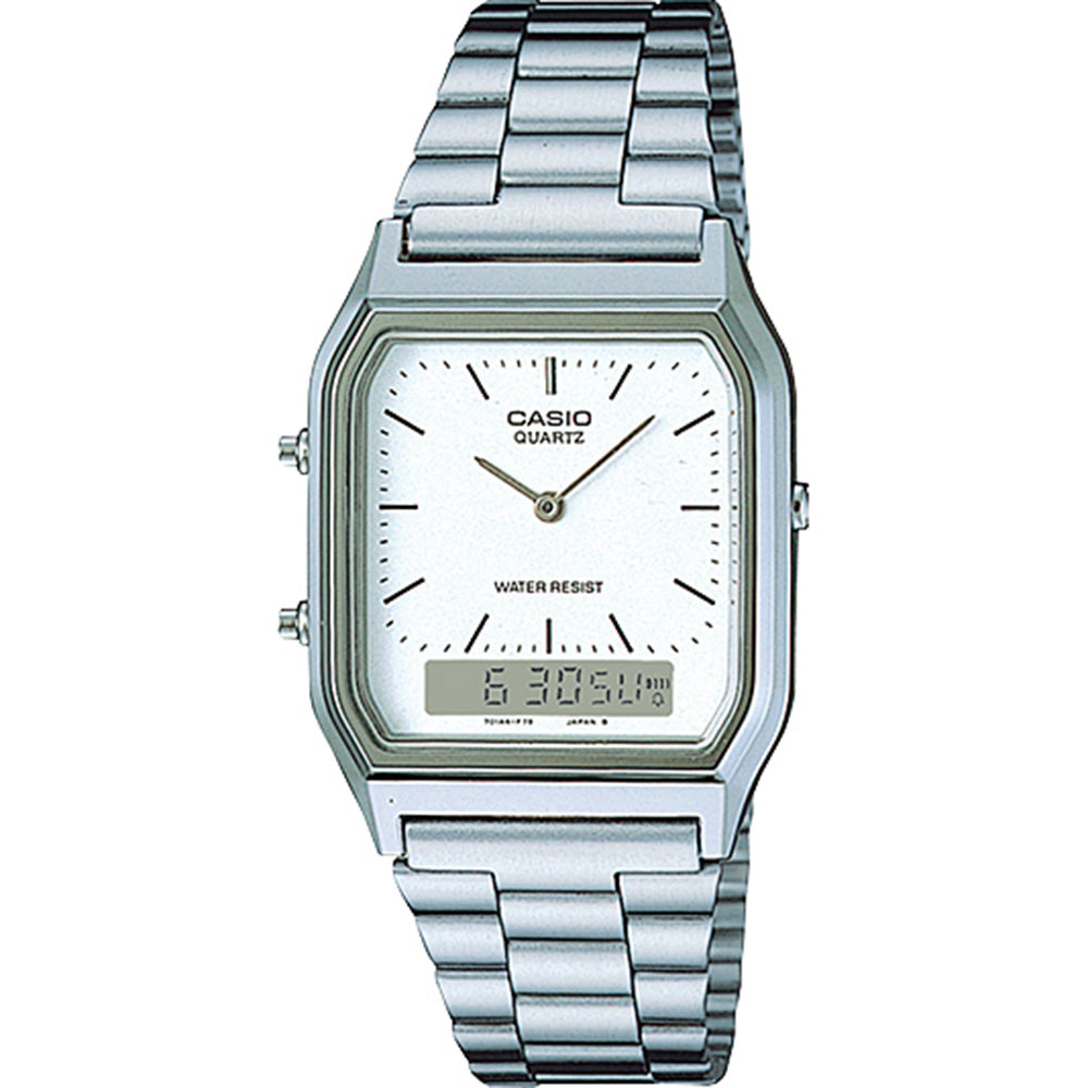 Casio AQ230A-7D Classic Analogue - Digital Stainless Steel Wristwatch