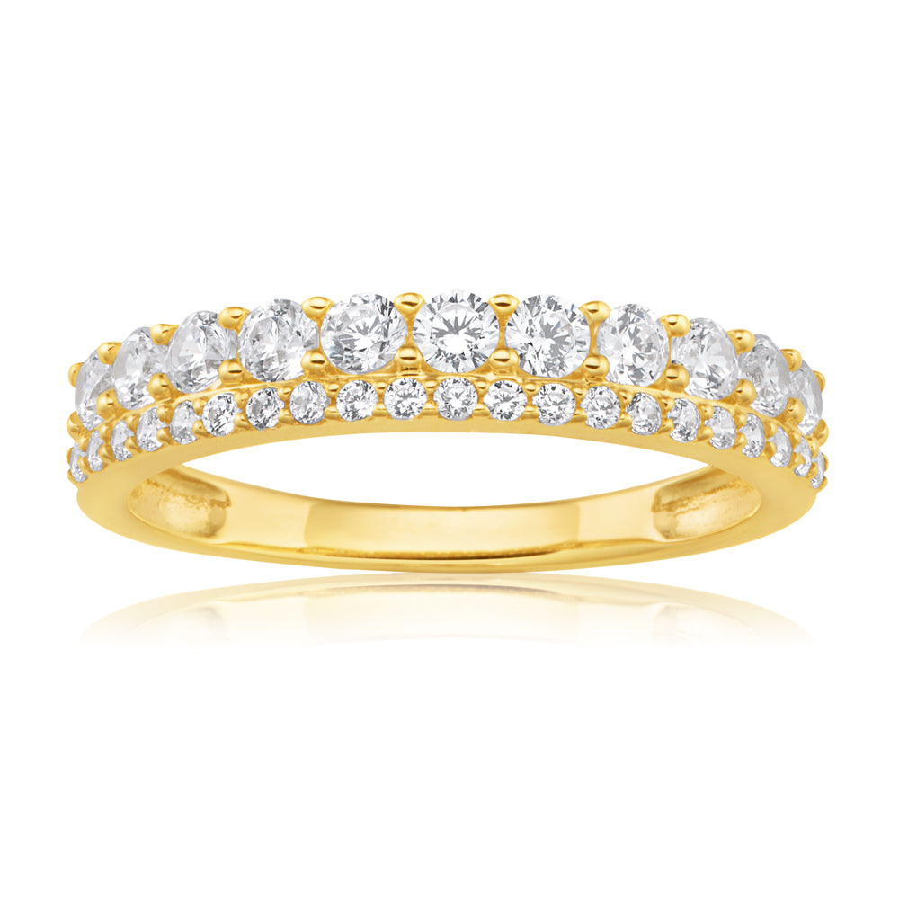 Exquisite 9ct Yellow Gold Cubic Zirconia Straight Eternity Ring