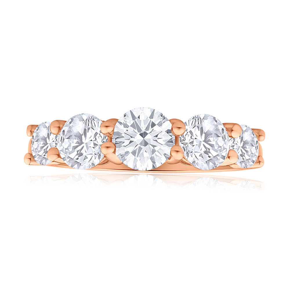 9ct Rose Gold 'Esther' Graduated Cubic Zirconia Ring