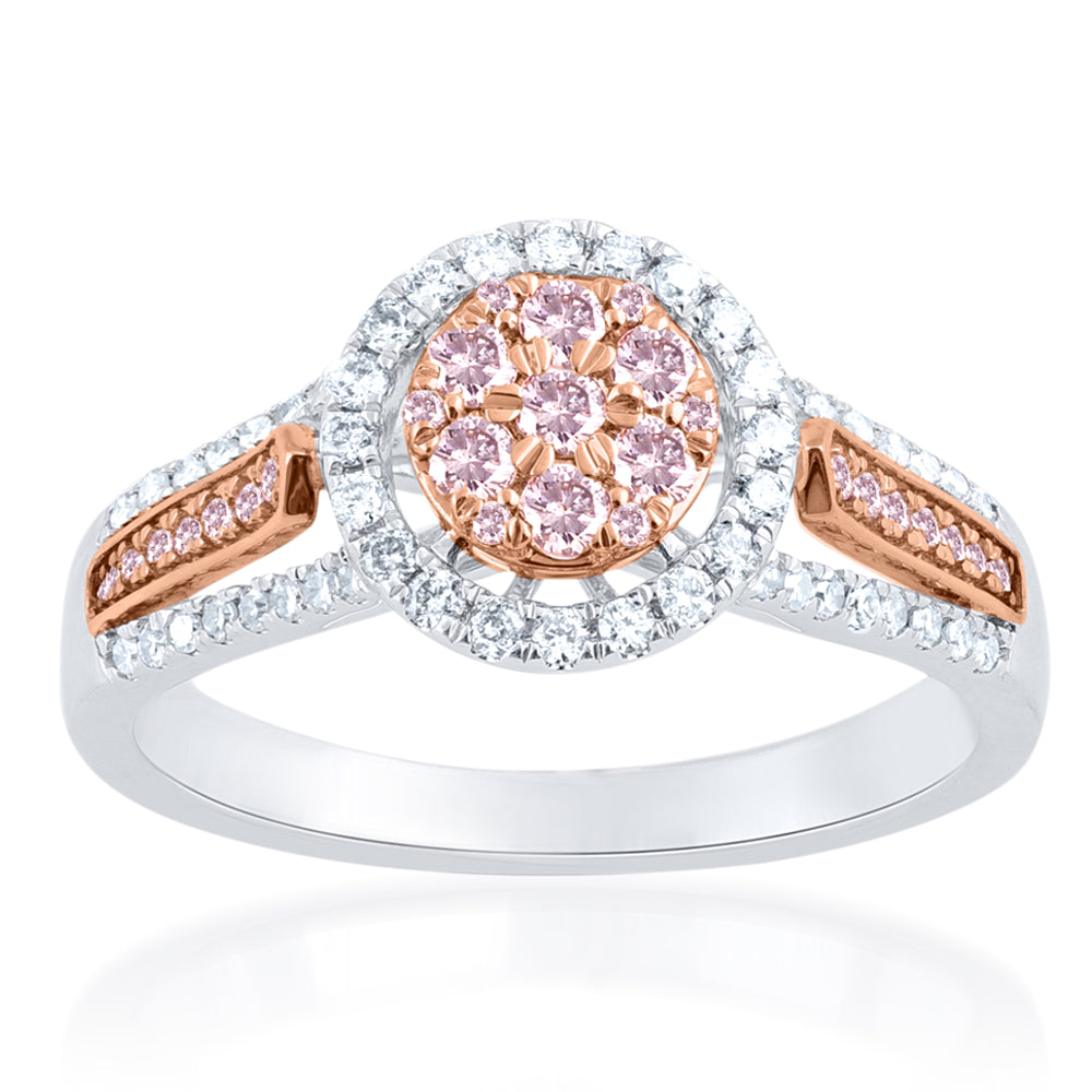 Half-Carat 9ct White and Rose Gold Diamond Ring with Stunning Pink Argyle Diamonds
