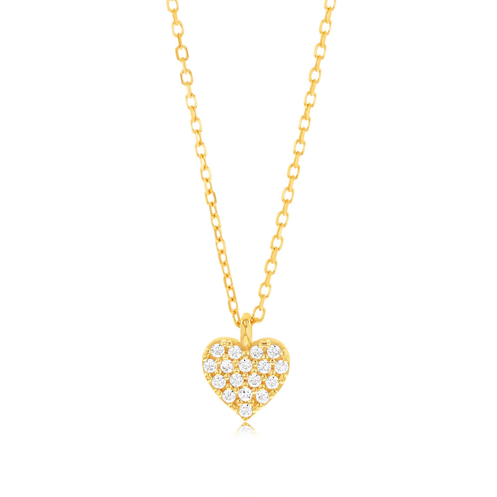 18-Inch Chain with 9ct Yellow Gold Zirconia Heart Pendant