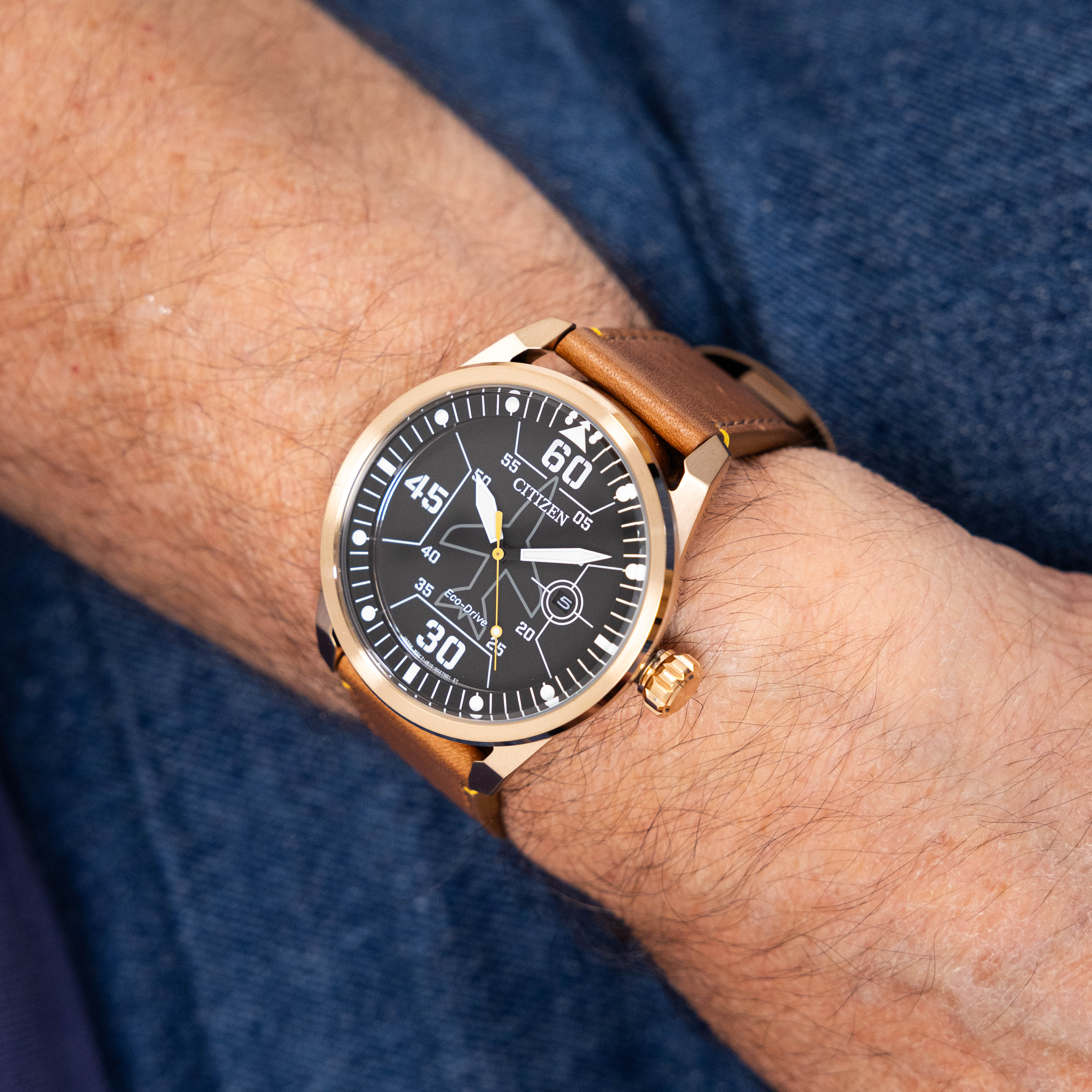 Citizen Rose Gold-Tone 42mm Eco-Drive AW1733-09E Pilot Watch