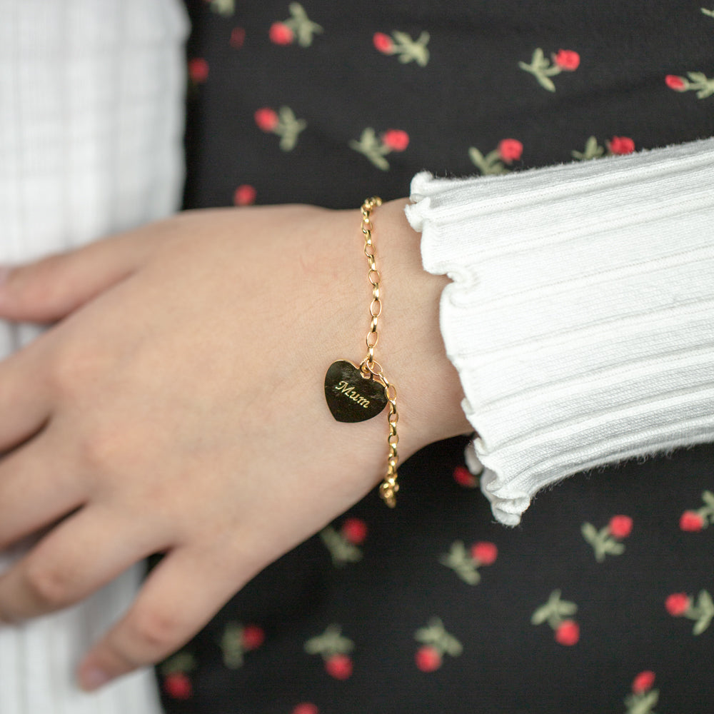 19cm 9ct Yellow Gold-Filled Bracelet with Mum Charm