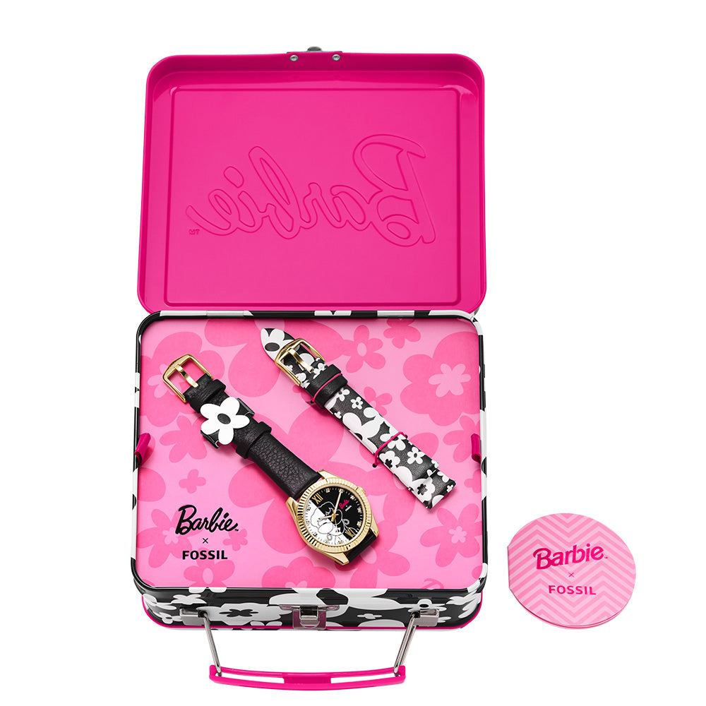 Fossil Barbie Stylish Quartz Watch SE1110SET with Gold Case and Distinctive Dial