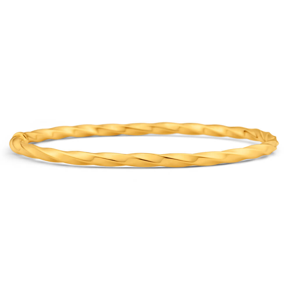 Exquisite 9ct Yellow Gold Filled Copper Bangle with Intricate Twists