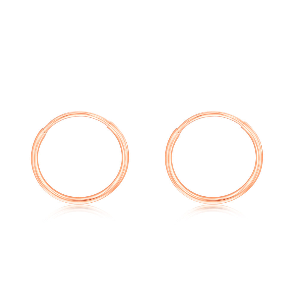 9 Carat Rose Gold Simple 10 Millimeter Sleeper Style Earrings for Women