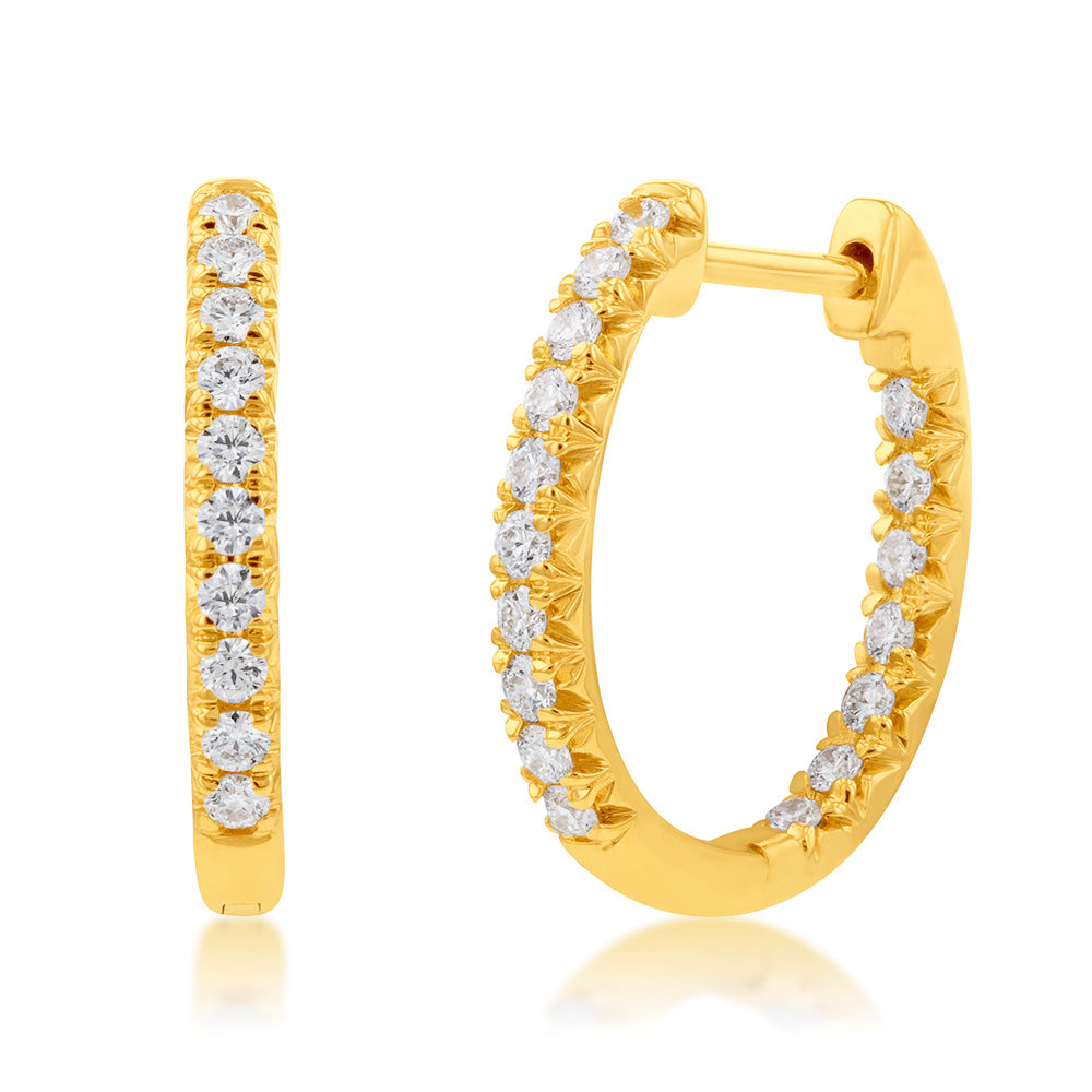 Exquisite 1/3 Carat Flawless Cut Diamond Hoop Earrings Crafted in 9ct Yellow Gold, Ideal Jewelry for Women