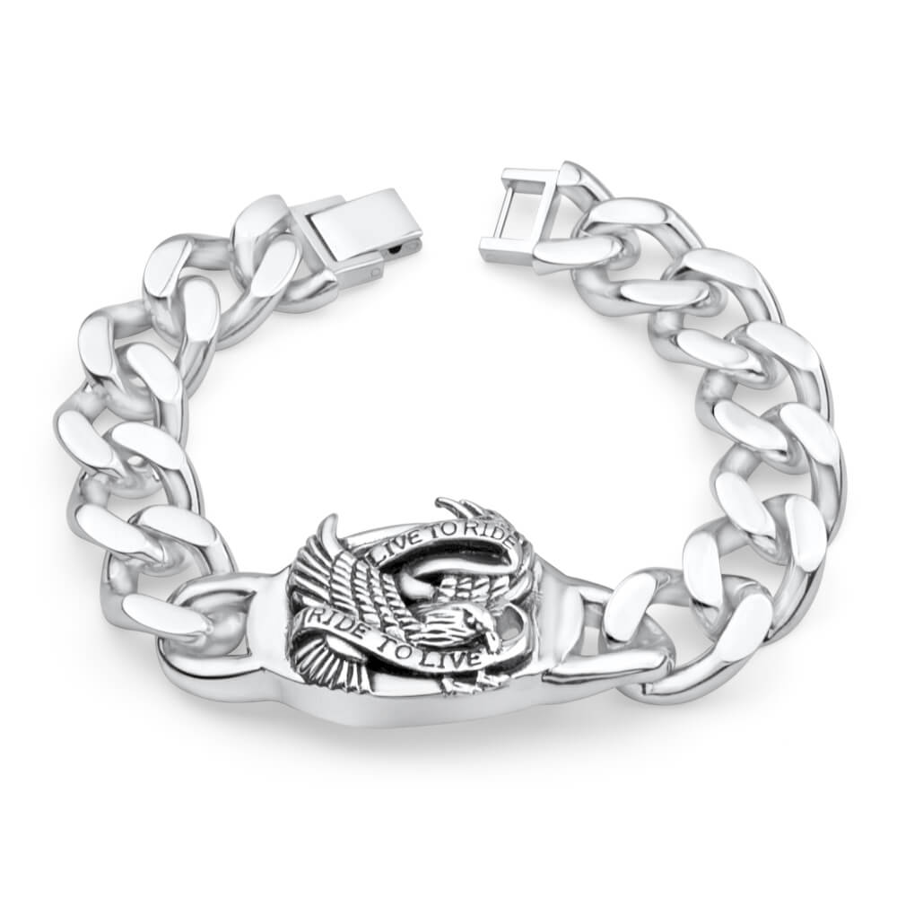 21cm Forte High - Quality Stainless Steel 'Live To Ride' Bracelet
