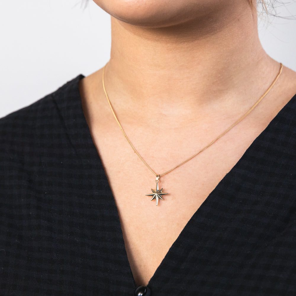 Exquisite 9 Carat Yellow Gold Star-shaped Pendant for Jewelry Lovers