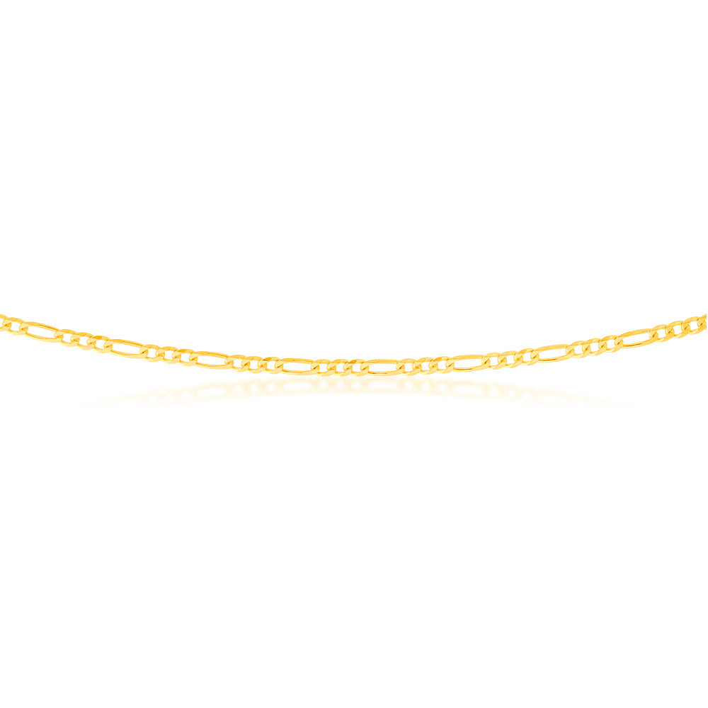 55cm 9ct Solid Yellow Gold Figaro Chain for Stunning Look