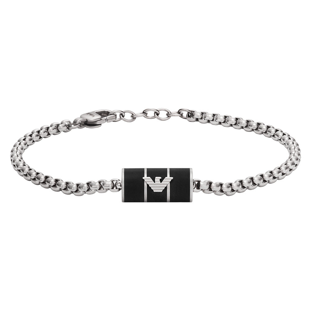 Emporio Armani Stylish Stainless Steel Bracelet with Black Matte Lacquer Finish