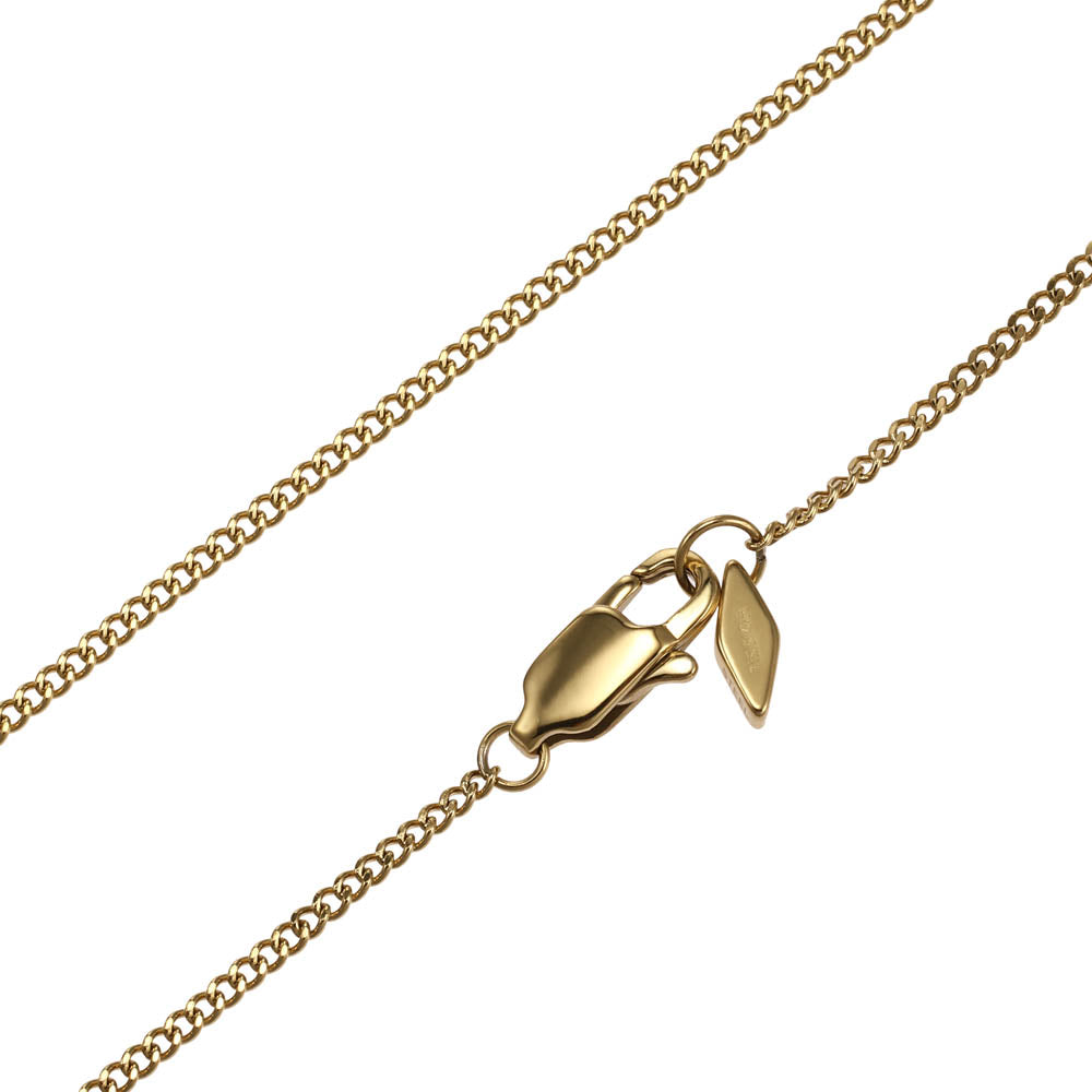 Fossil Stylish Yellow Gold Coated Stainless Steel Drew Identification Pendant along with a Chain