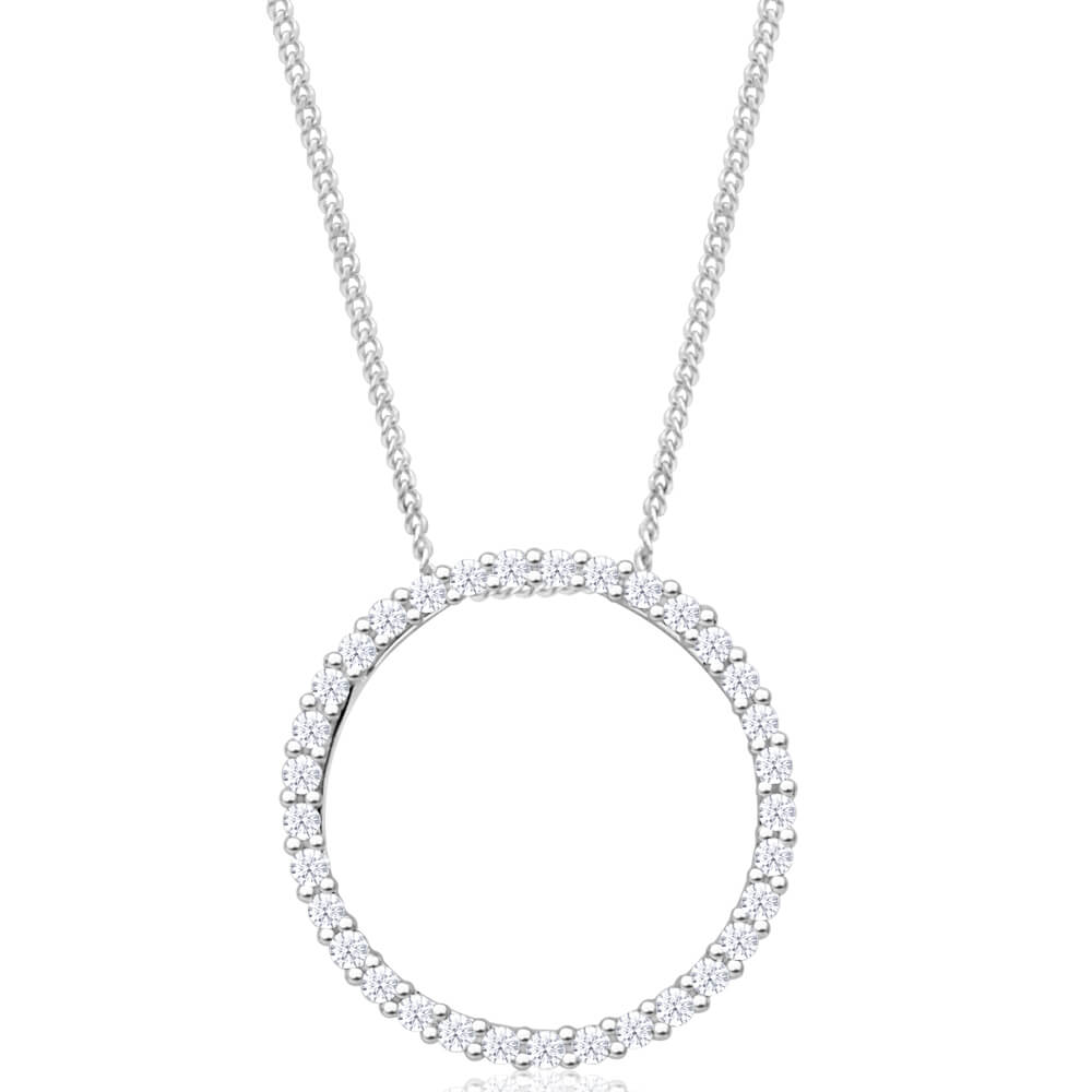 Exquisite 9ct White Gold Circle of Life Diamond Pendant Set with a 1/4 Carat Diamond and Chain - Ideal Jewelry Gift