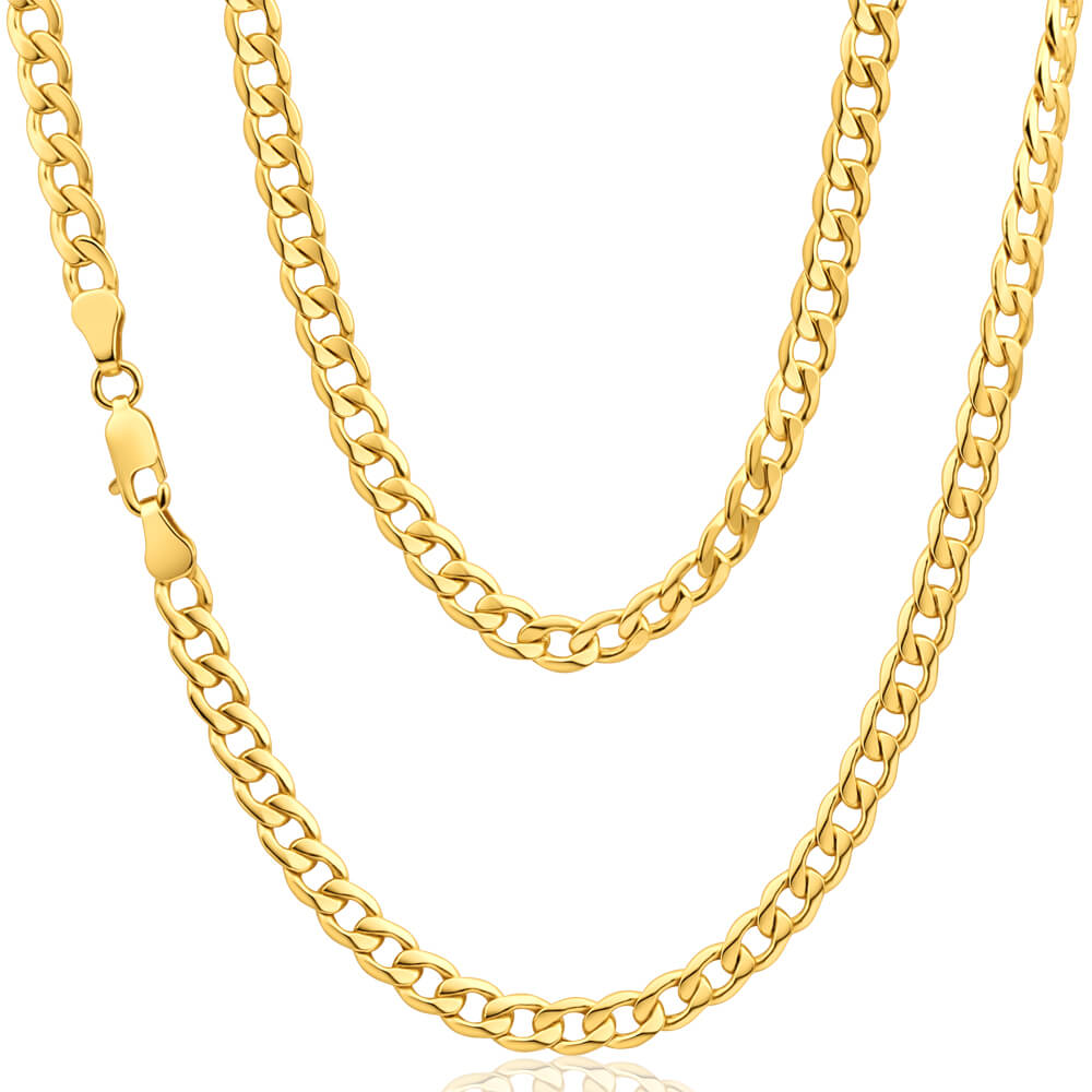 Exquisite 9ct Yellow Gold-Copper Filled 55cm Curb Chain