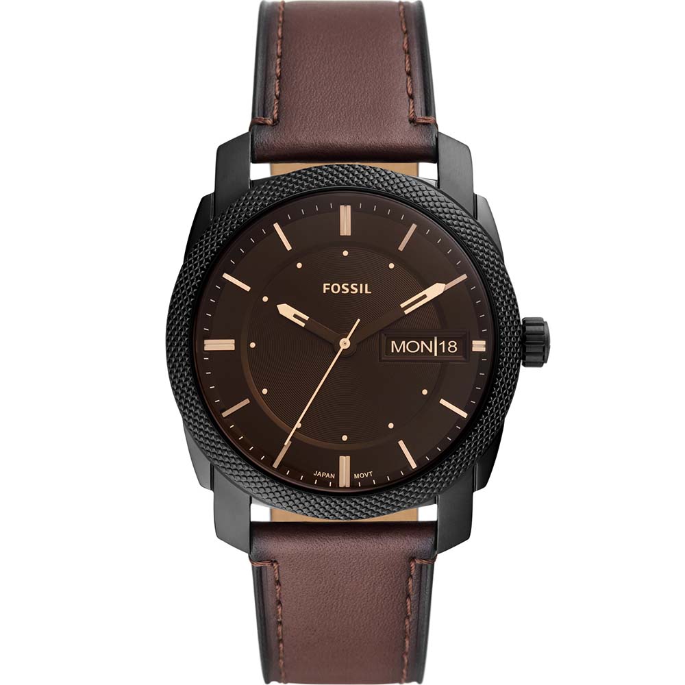 Fossil Men's Brown Leather Machine Watch FS5901