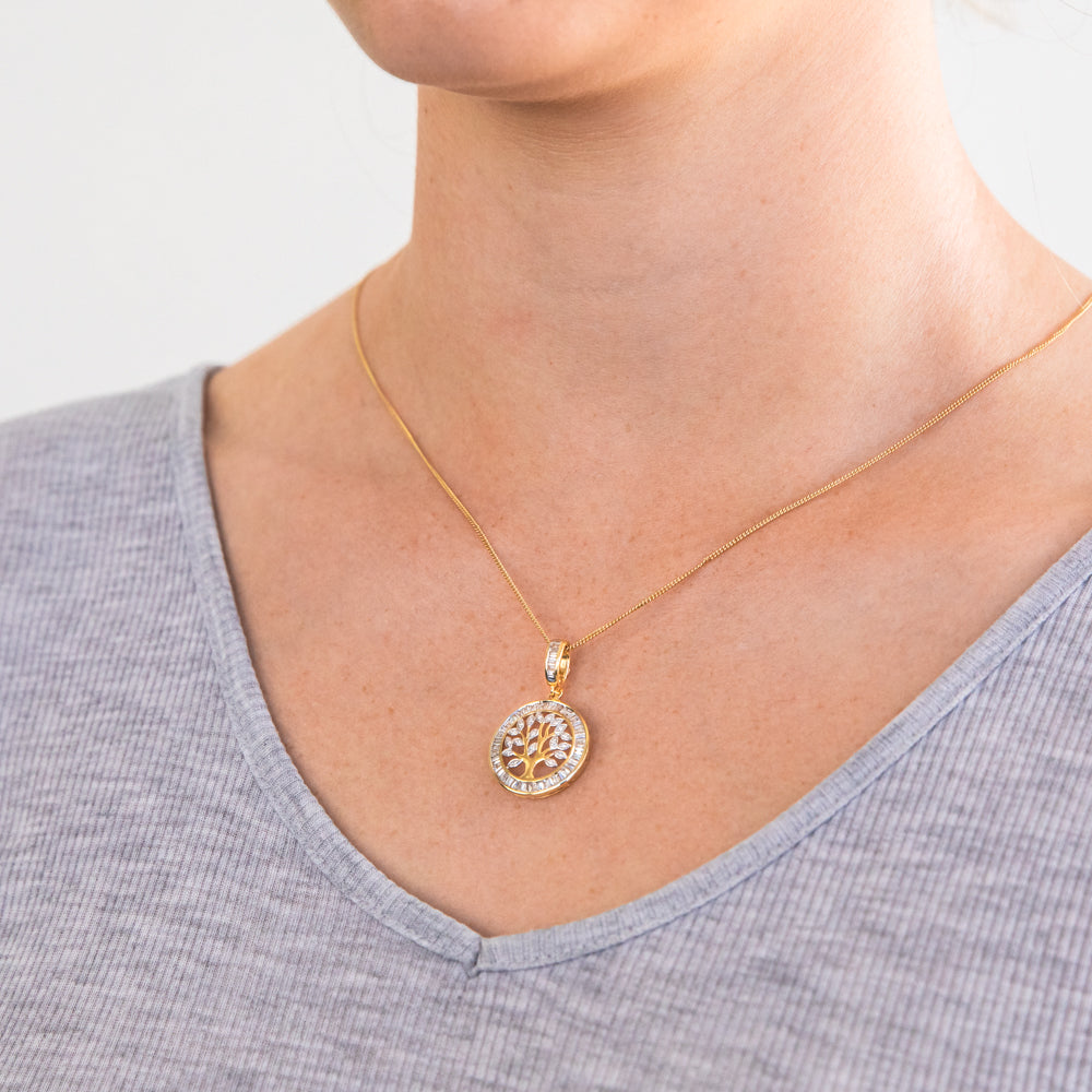 18ct Yellow and White Gold Diamond-Embellished Tree of Life Pendant
