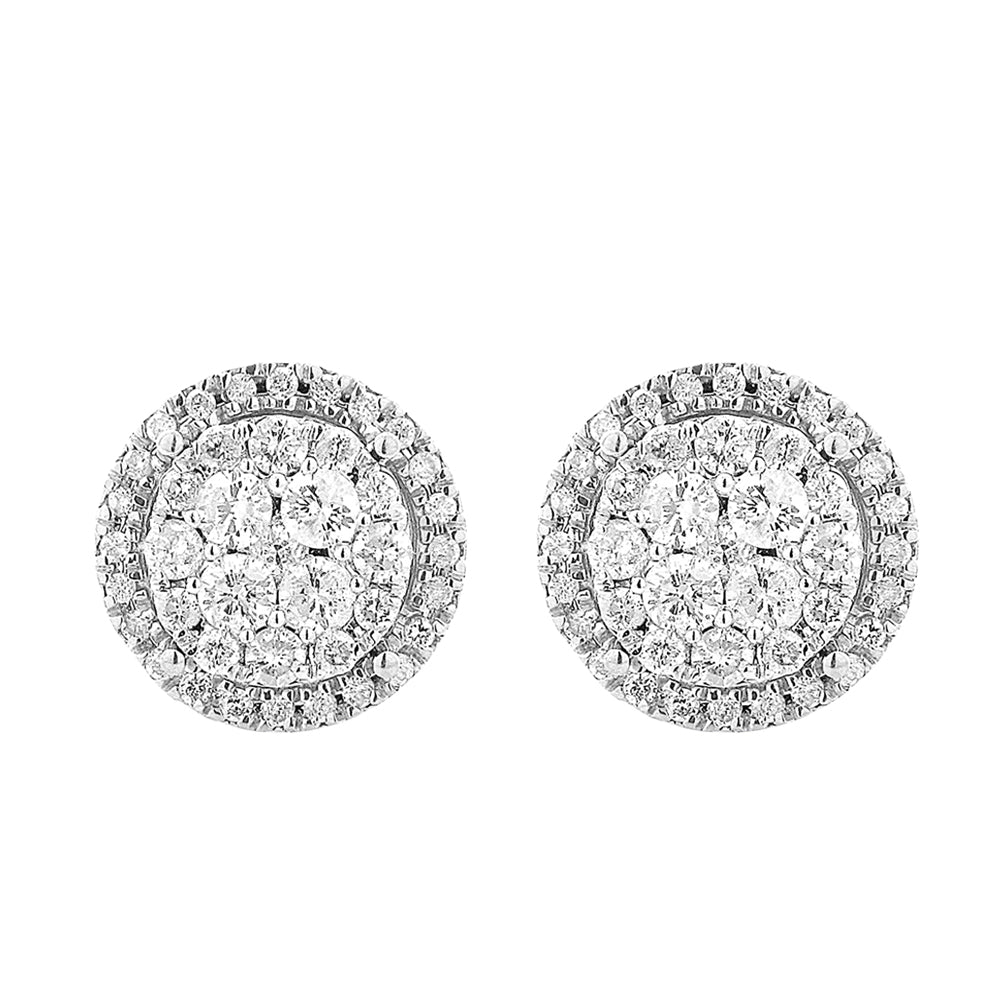 Stunning 9ct White Gold 1 Carat Diamond Halo Stud Earrings for Elegant Style