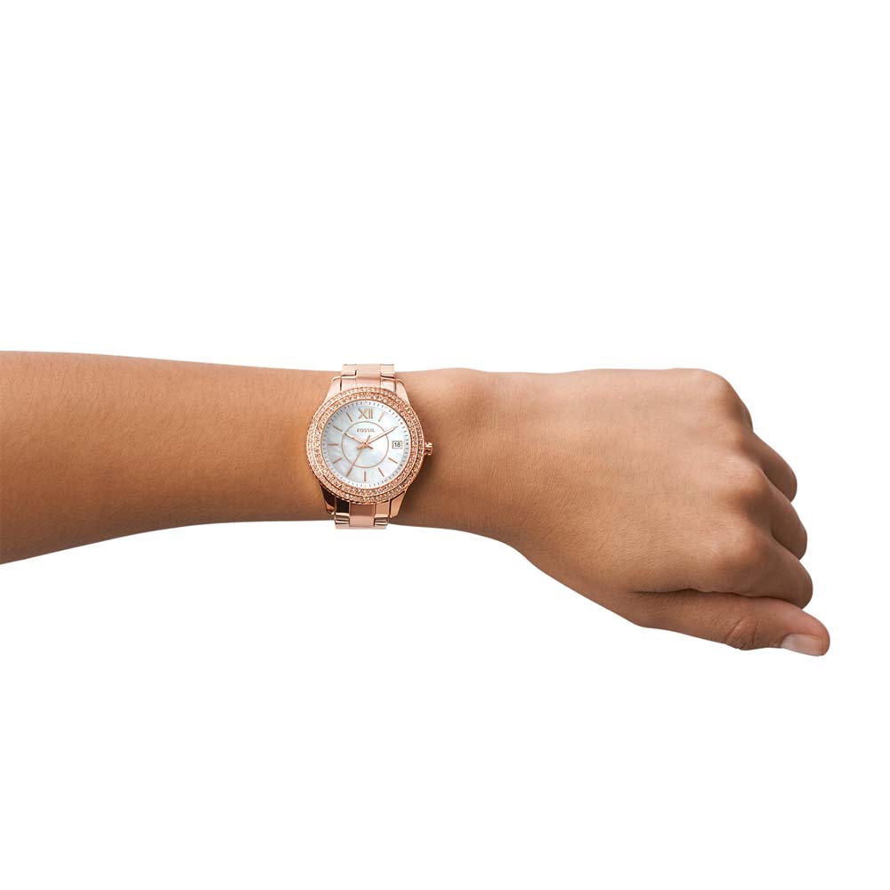 Fossil Women's Stella ES5131 Stone Set Dress Watch with Rose Tone