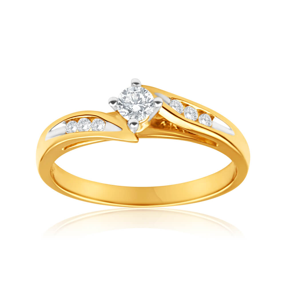 18ct Yellow Gold 'Montana' Diamond Ring with 0.25 Carats of Sparkling Stones
