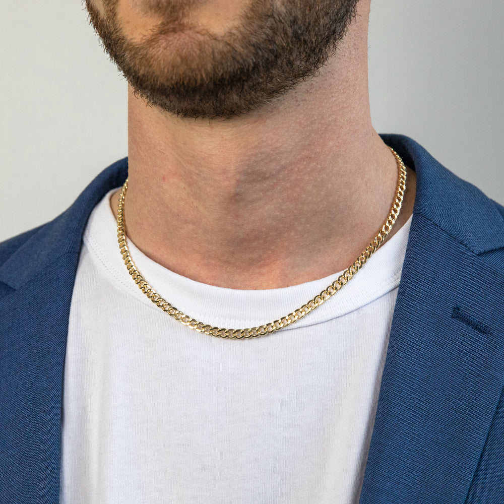 9ct Radiant Yellow Gold-Plated Copper Curb Chain Necklace for Versatile Styling