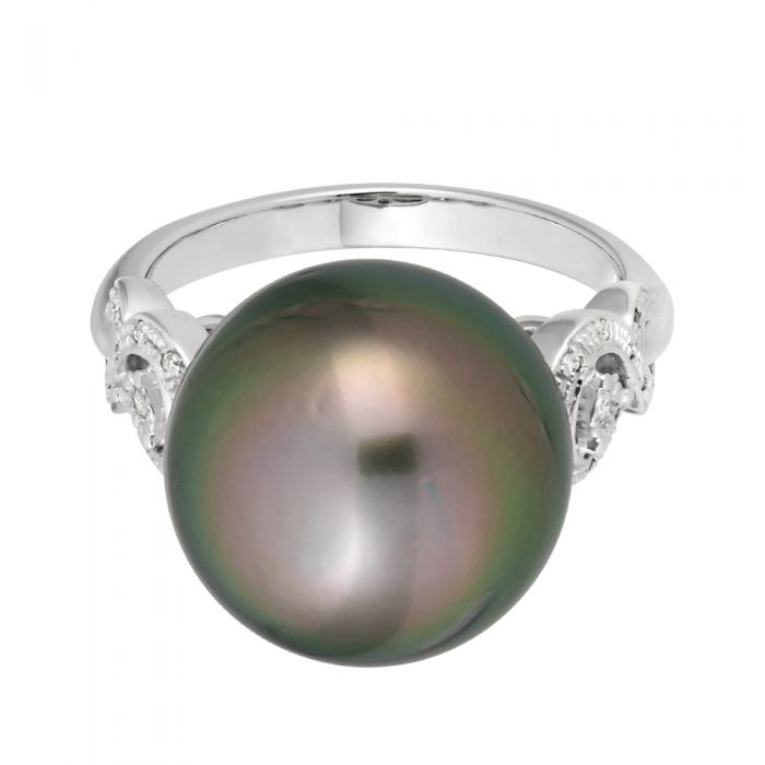 Exquisite 9 Carat Tahitian Pearl and Sparkling Diamond Engagement Ring