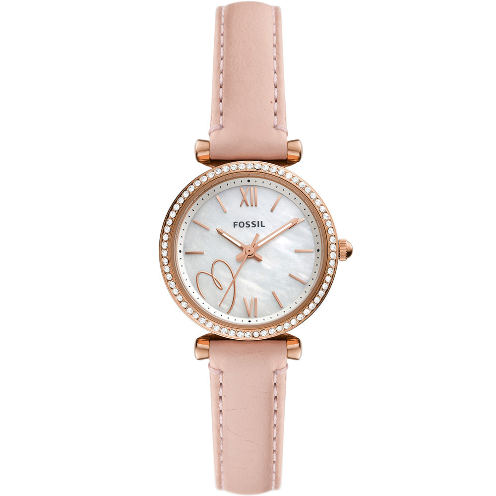 Fossil Carlie ES5268 28mm Stainless Steel Watch with LiteHide™ Leather Strap