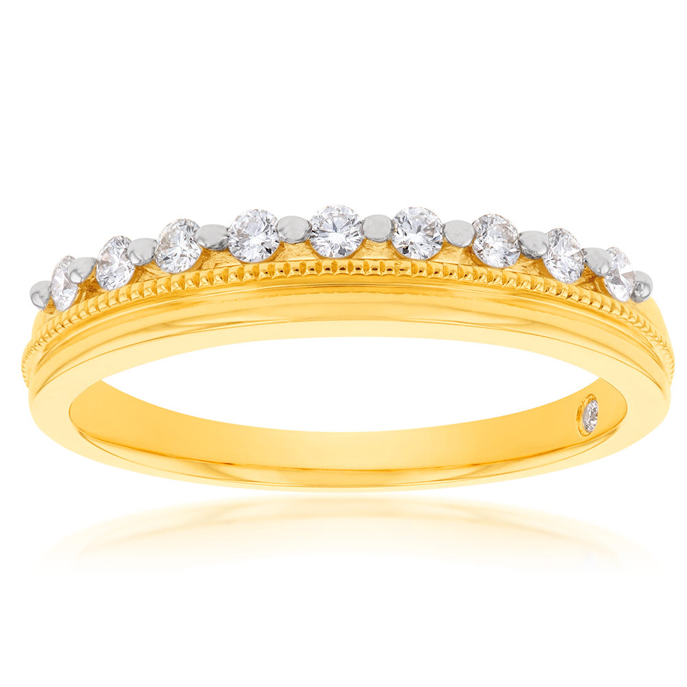 Exquisite 9ct Yellow Gold Flawless Cut Diamond Dress Ring for Women's Jewelry Collection