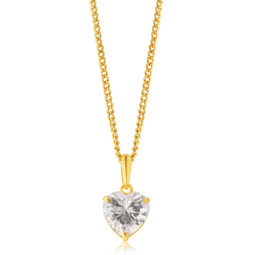 9-carat Yellow Gold Zirconia Heart-shaped Pendant for Symbolizing Love