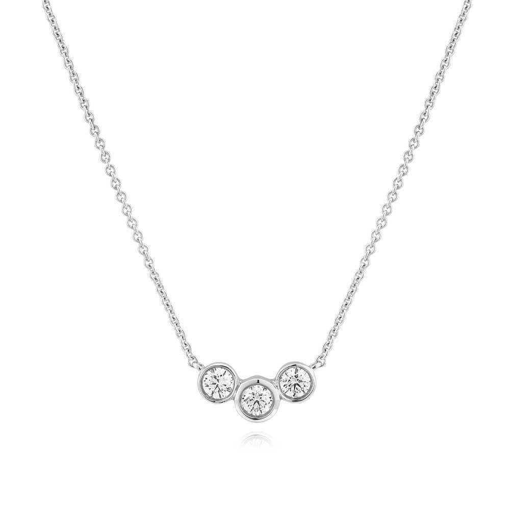 Exquisite 9ct White Gold Diamond Pendant with Three Sparkling Diamonds (Total Weight = 15 Points) for Timeless Jewelry Collection