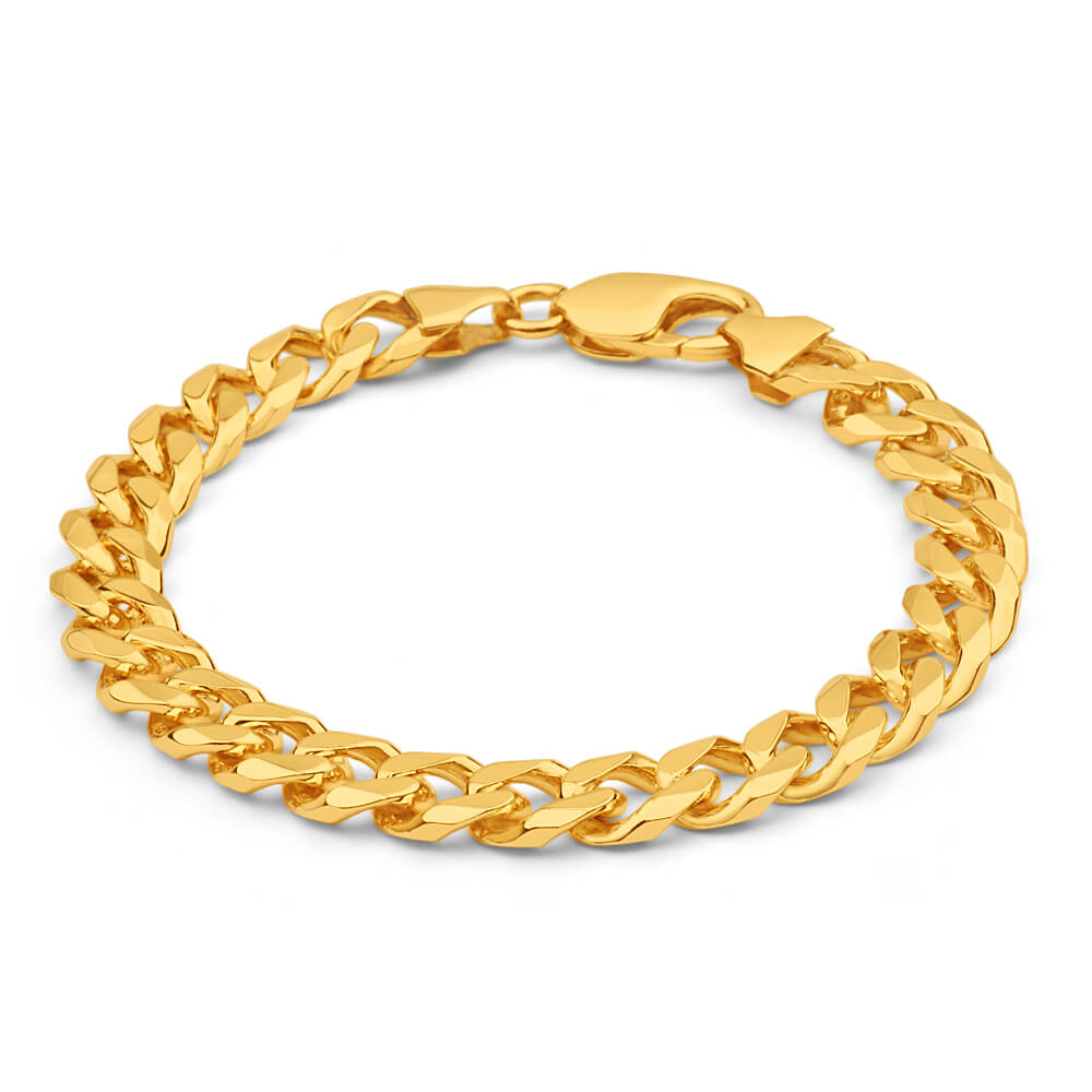 21cm 9ct Solid Yellow Gold Stylish Curb Chain Bracelet