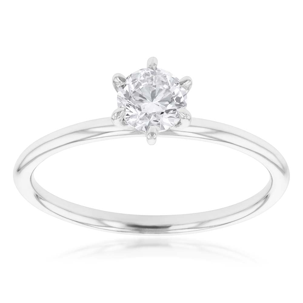 18ct White Gold Single Stone Ring Featuring a 0.50 Carat GI SI Certified Diamond