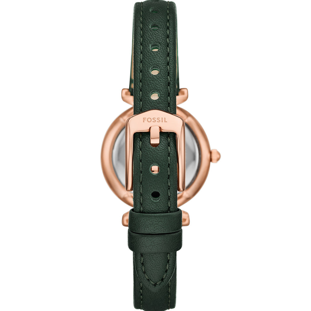 Fossil Carlie ES5370 Rose Gold Stainless Steel Watch with Emerald Green Dial