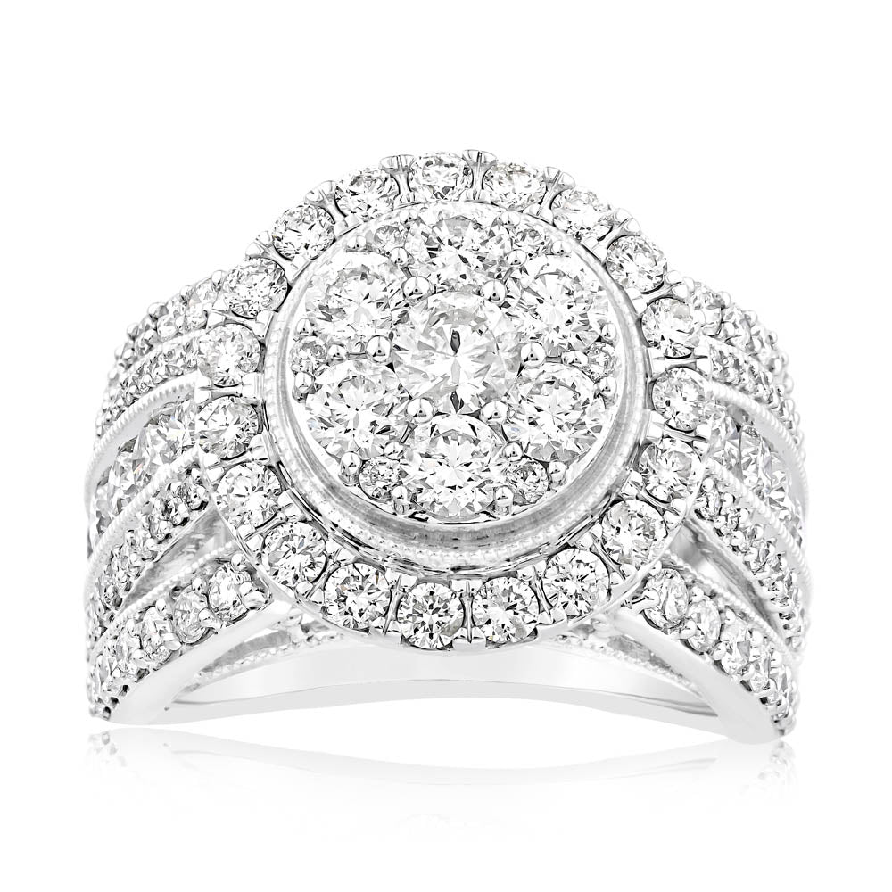 Exquisite 3 Carat Diamond Ring Set in 10ct White Gold