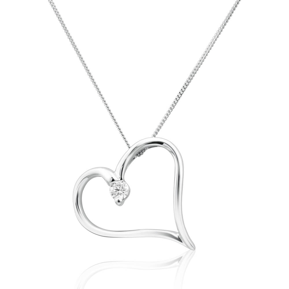 Exquisite 9ct White Gold Flawless Cut Diamond Pendant with 45cm Chain