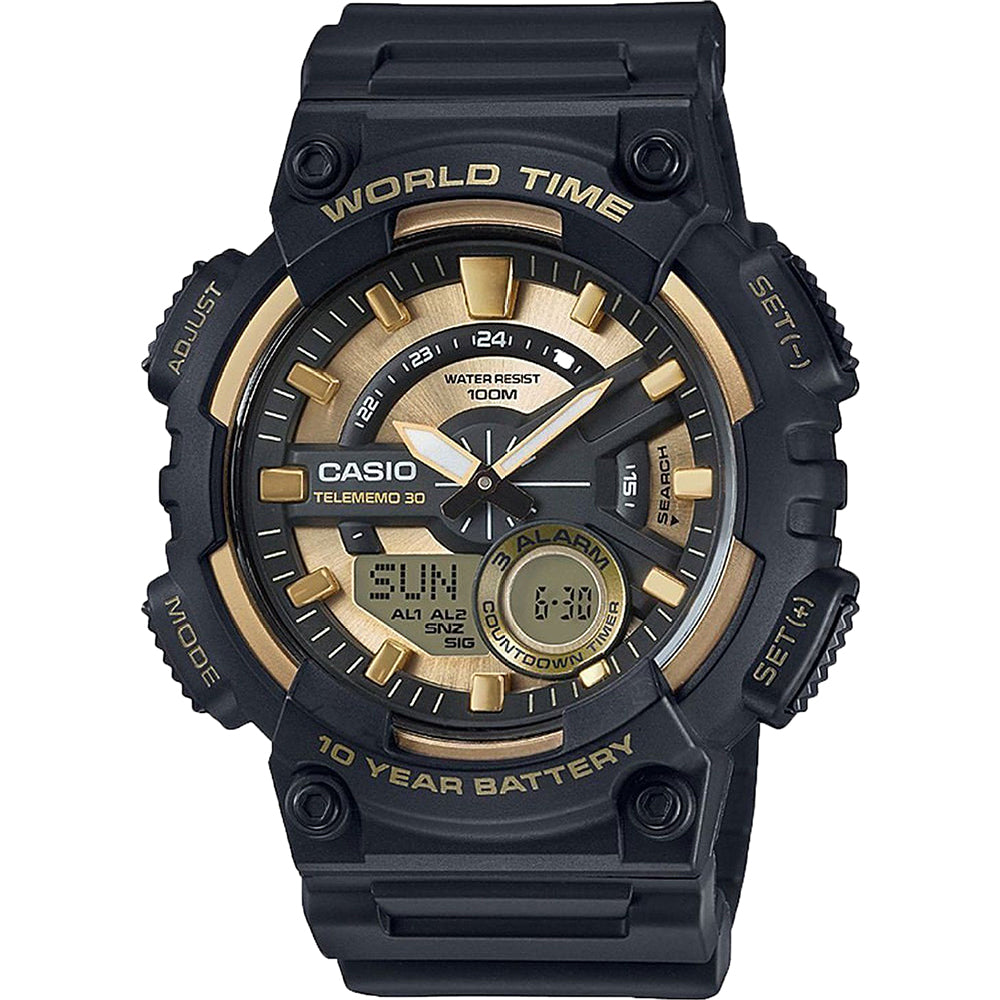 Casio Men's AEQ110BW - 9A World Time Digital - Analog Hybrid Wristwatch
