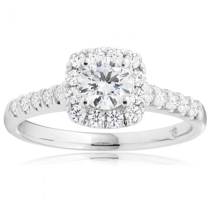 Exquisite Platinum Diamond Halo Ring with Flawless Cut