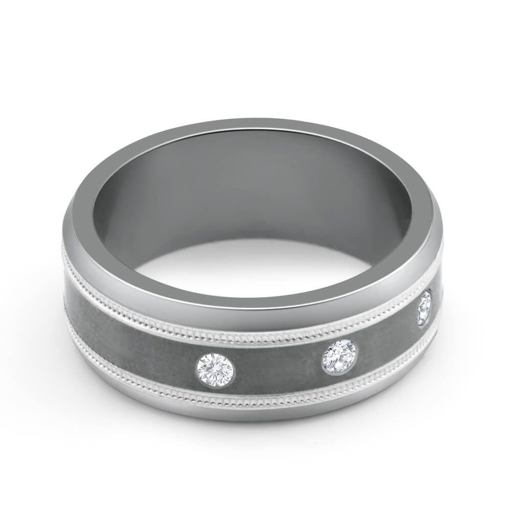Exquisite Titanium Diamond Ring with Flawless Brilliant Cut (Total Weight: 15 - 19 Points)
