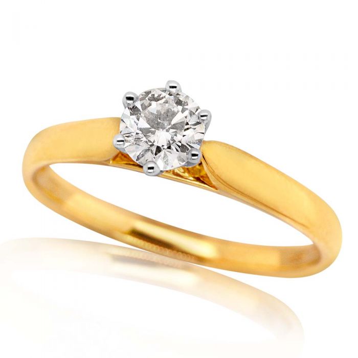 Certified 18ct Yellow and White Gold Diamond Ring with 0.5-Carat Diamonds