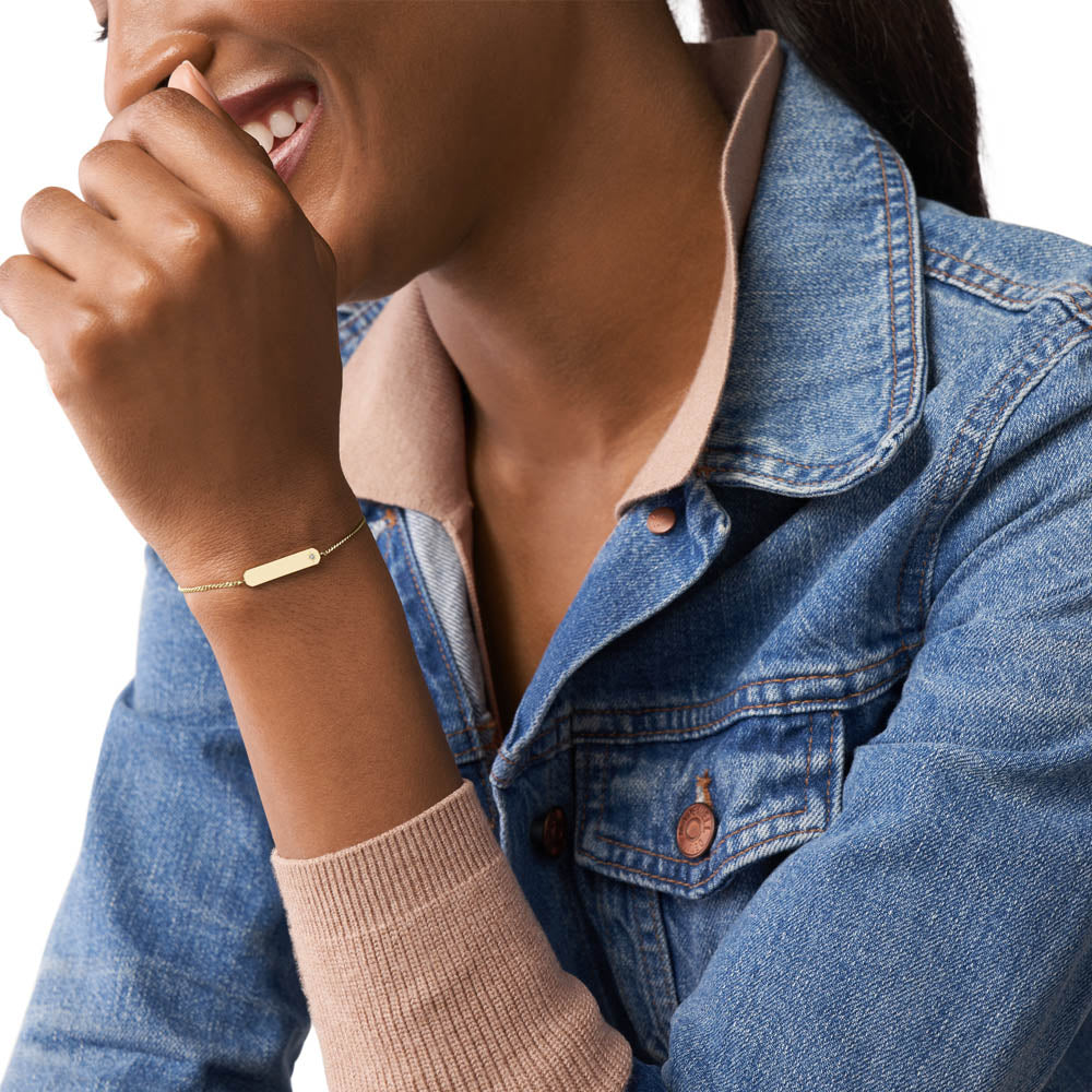 Fossil Drew Bar Bracelet in Yellow Gold Plated Stainless Steel