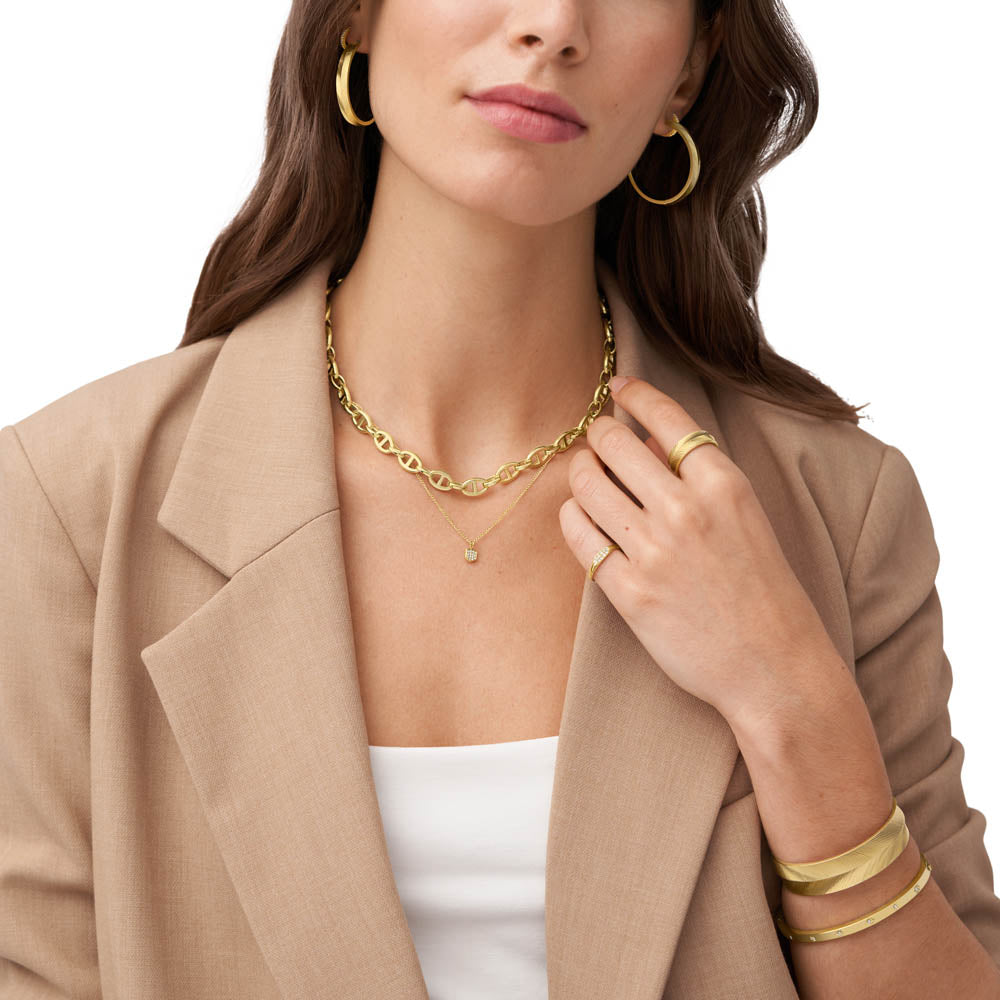 Fossil Harlow Style Yellow Gold - Coated Stainless Steel Earrings for Fashion Accessory