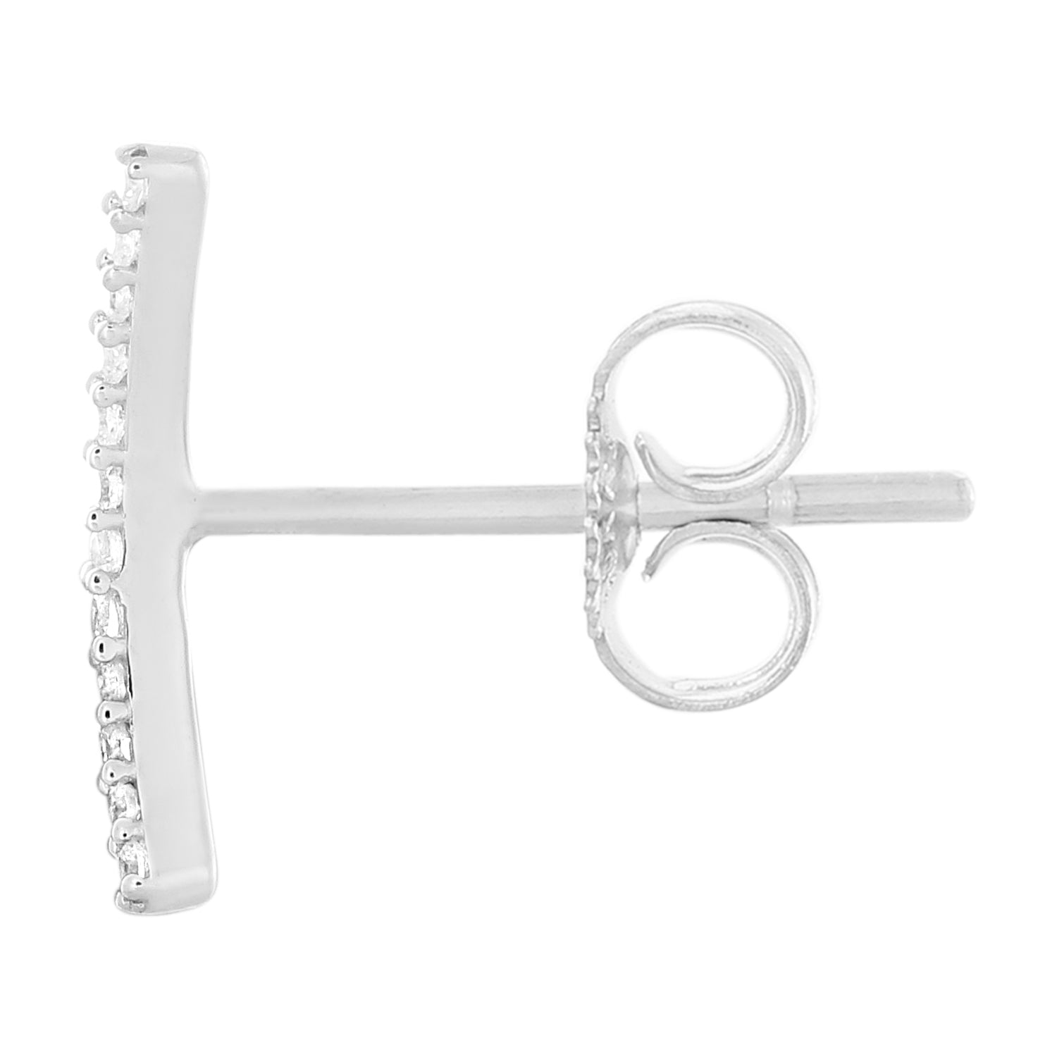 Stylish 9 Carat White Gold Stud Ear Climbers Earrings Set with 0.05 Carat Diamonds