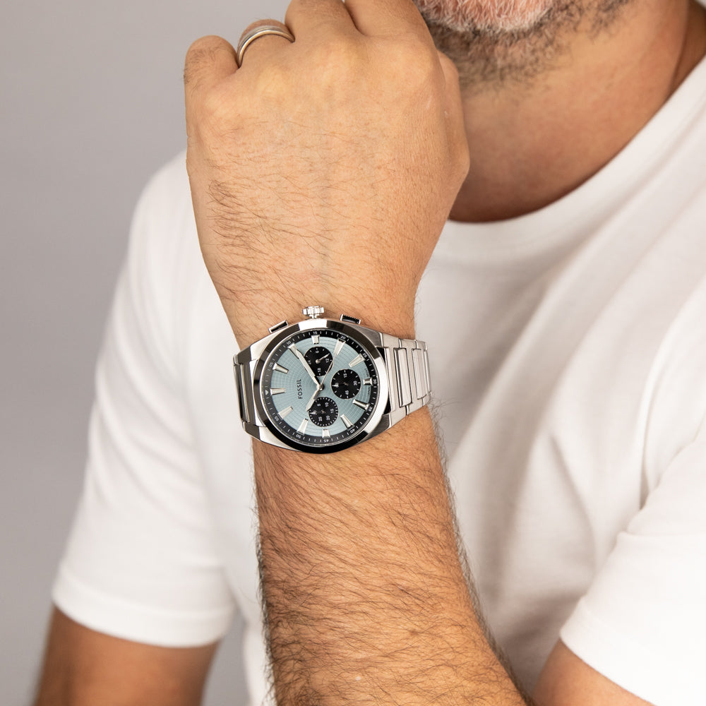 Fossil Everett FS6105 Stainless Steel Chronograph Watch with 44mm Case