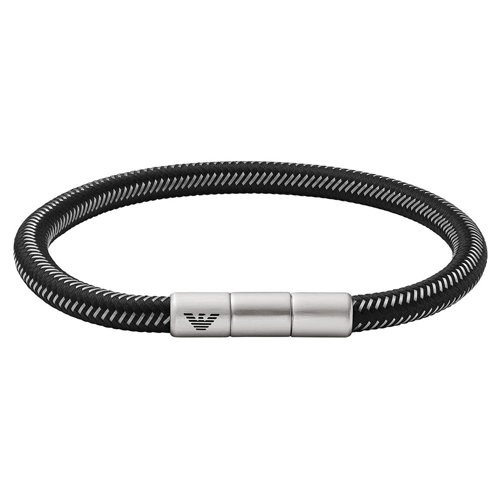 Stylish Emporio Armani Black Nylon Bracelet with Stainless Steel Design