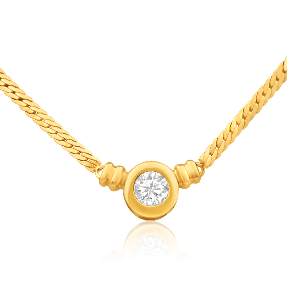 Exquisite 9ct Yellow Gold Cubic Zirconia Necklace Chain