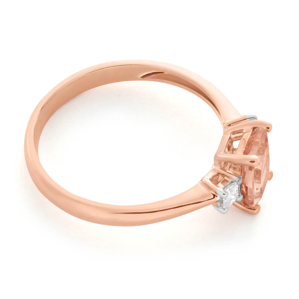 0.75ct Morganite and 0.10ct Diamond Ring in 9ct Rose Gold